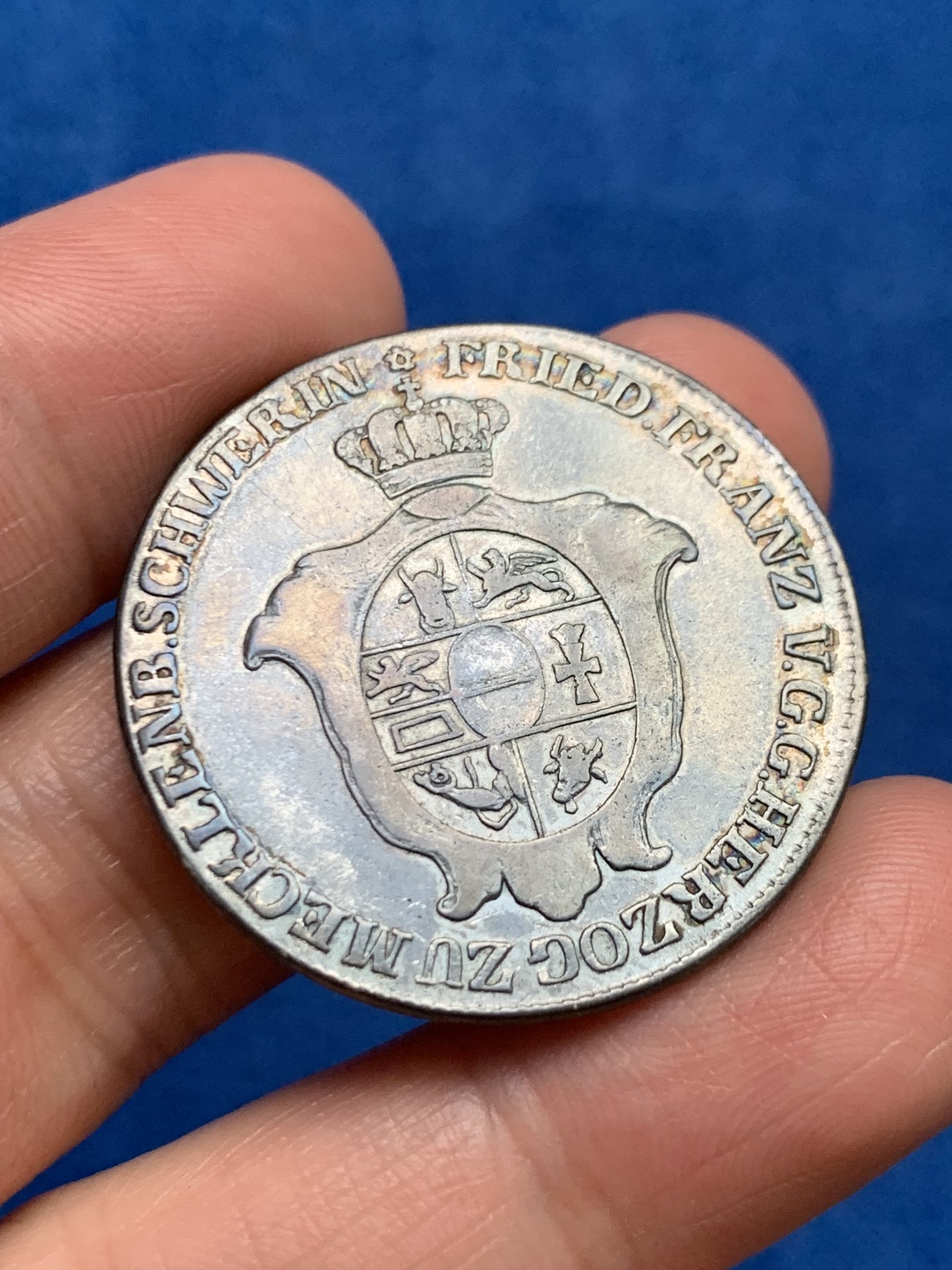 《竞宝斋》第249场-周日，周一 ，周二3场连拍 (全场包邮) 1801年德国梅克伦堡什未林2/3泰勒银币