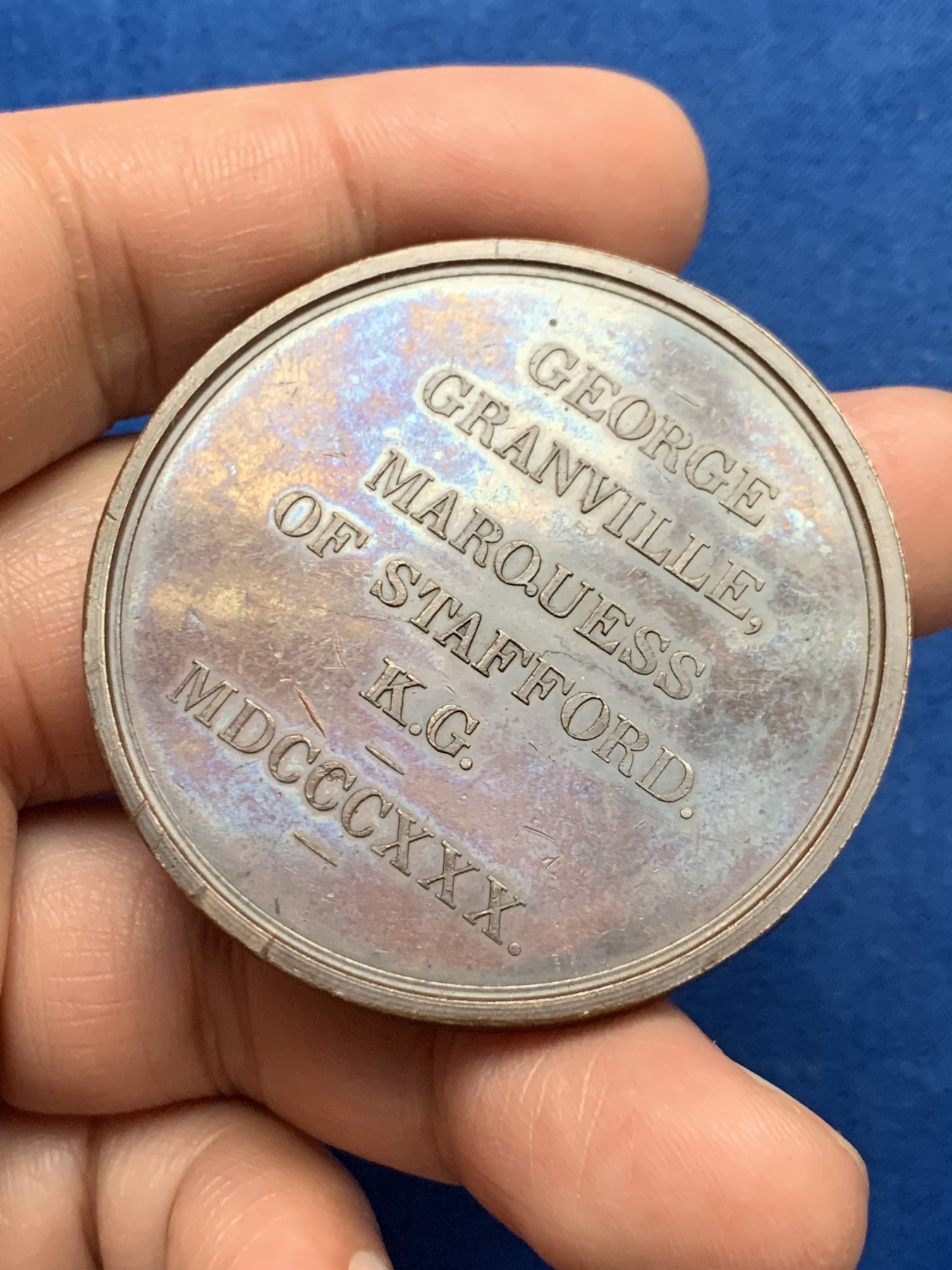 《竞宝斋》第249场-周日，周一 ，周二3场连拍 (全场包邮) 1830 英国乔治格兰维尔铜章，直径48.8mm,约52克