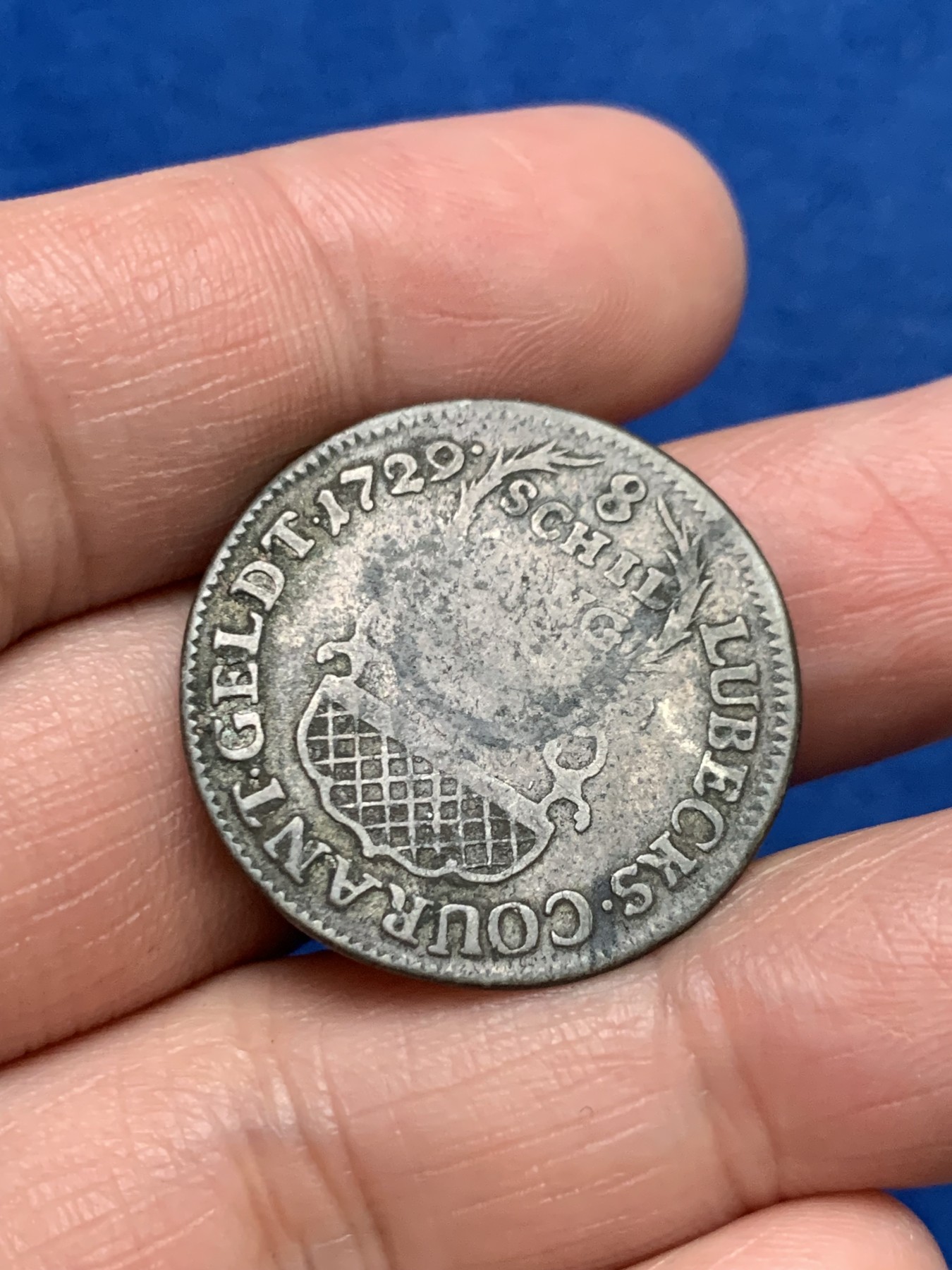 《竞宝斋》第249场-周日，周一 ，周二3场连拍 (全场包邮) 1729年德国吕贝克8先令银币