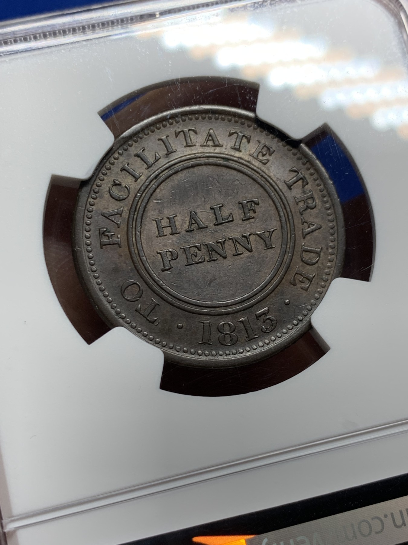 《竞宝斋》第249场-周日，周一 ，周二3场连拍 (全场包邮) NGC  MS62BN  英国  1813年  伍斯特1/2便士TOKEN代用币