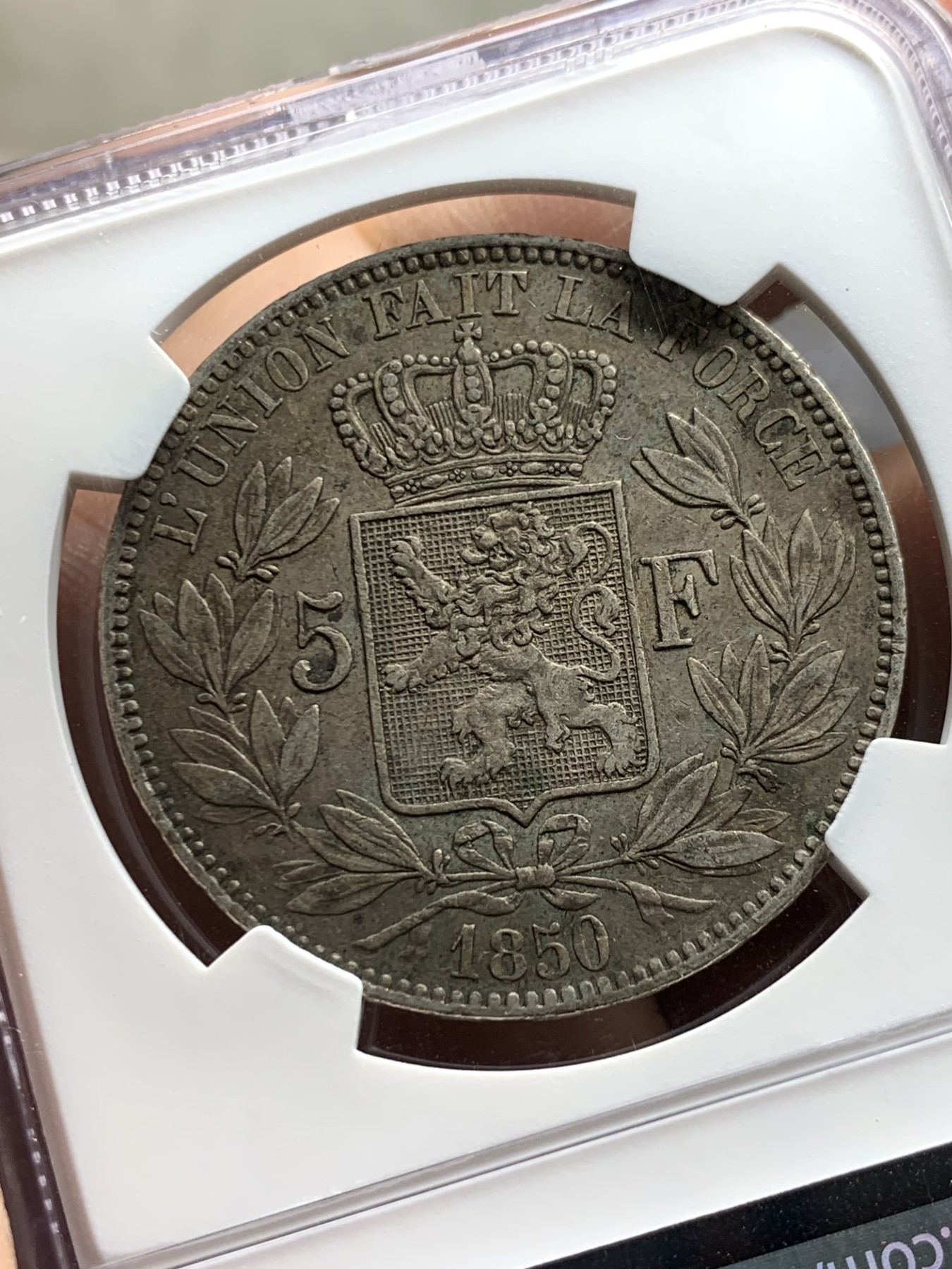 《竞宝斋》第249场-周日，周一 ，周二3场连拍 (全场包邮) NGC XF45 比利时利奥波德一世  包浆好  比二世少