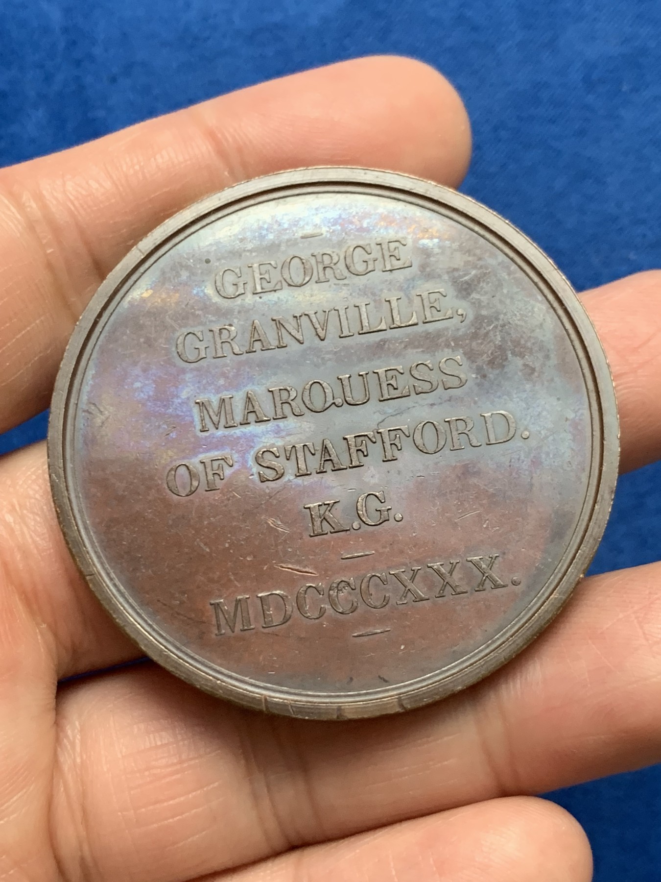 《竞宝斋》第249场-周日，周一 ，周二3场连拍 (全场包邮) 1830 英国乔治格兰维尔铜章，直径48.8mm,约52克