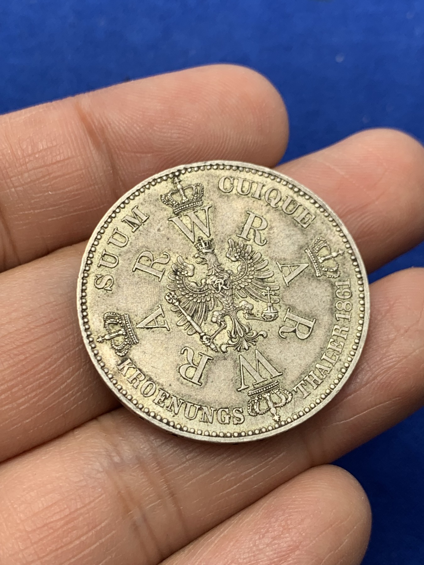 《竞宝斋》第249场-周日，周一 ，周二3场连拍 (全场包邮) 德国普鲁士1861年威廉一世登基泰勒 细节清晰 原味包浆