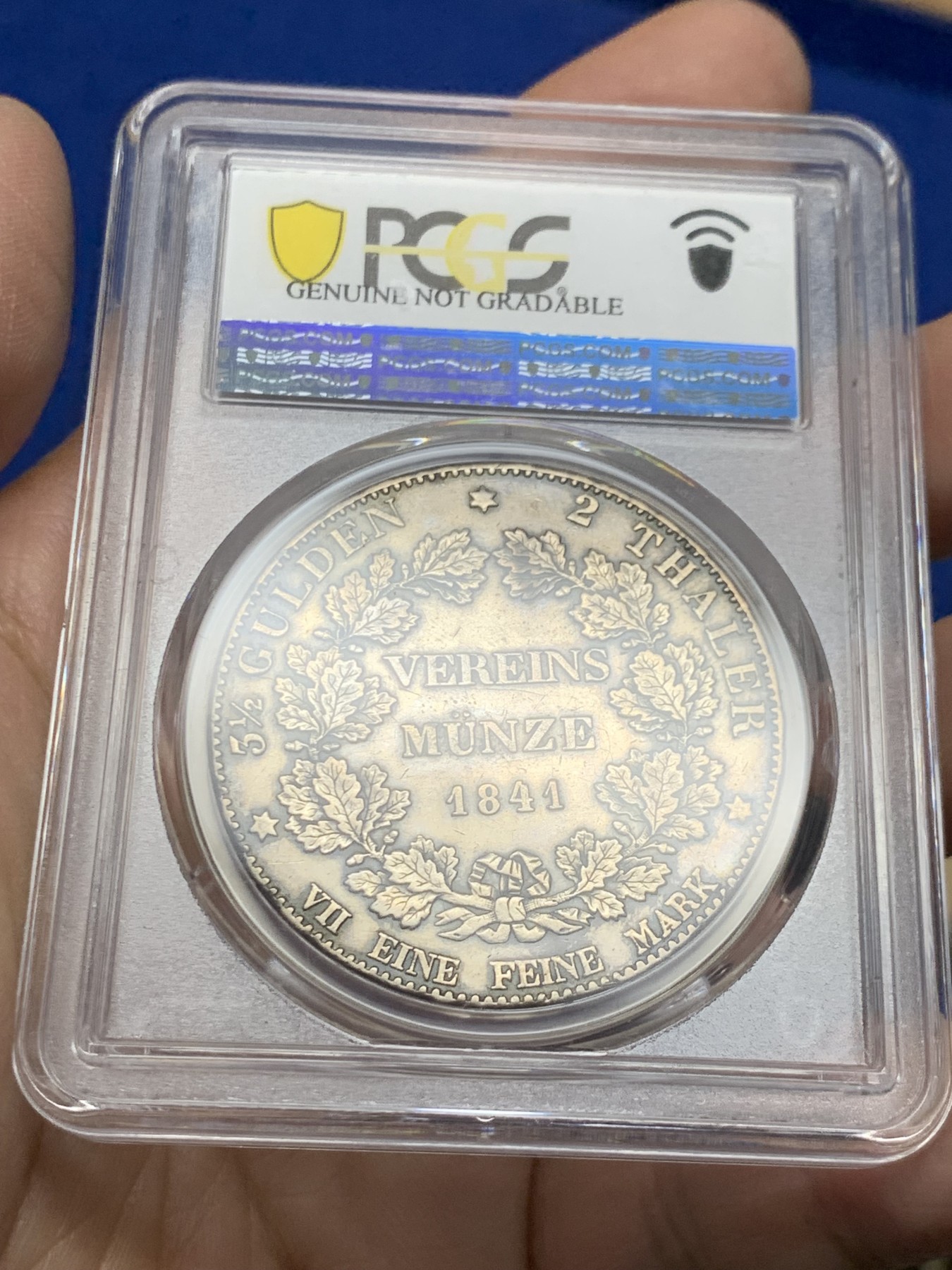 《竞宝斋》第249场-周日，周一 ，周二3场连拍 (全场包邮) PCGS  AUD  德国  1841年  黑森达姆施塔特2泰勒