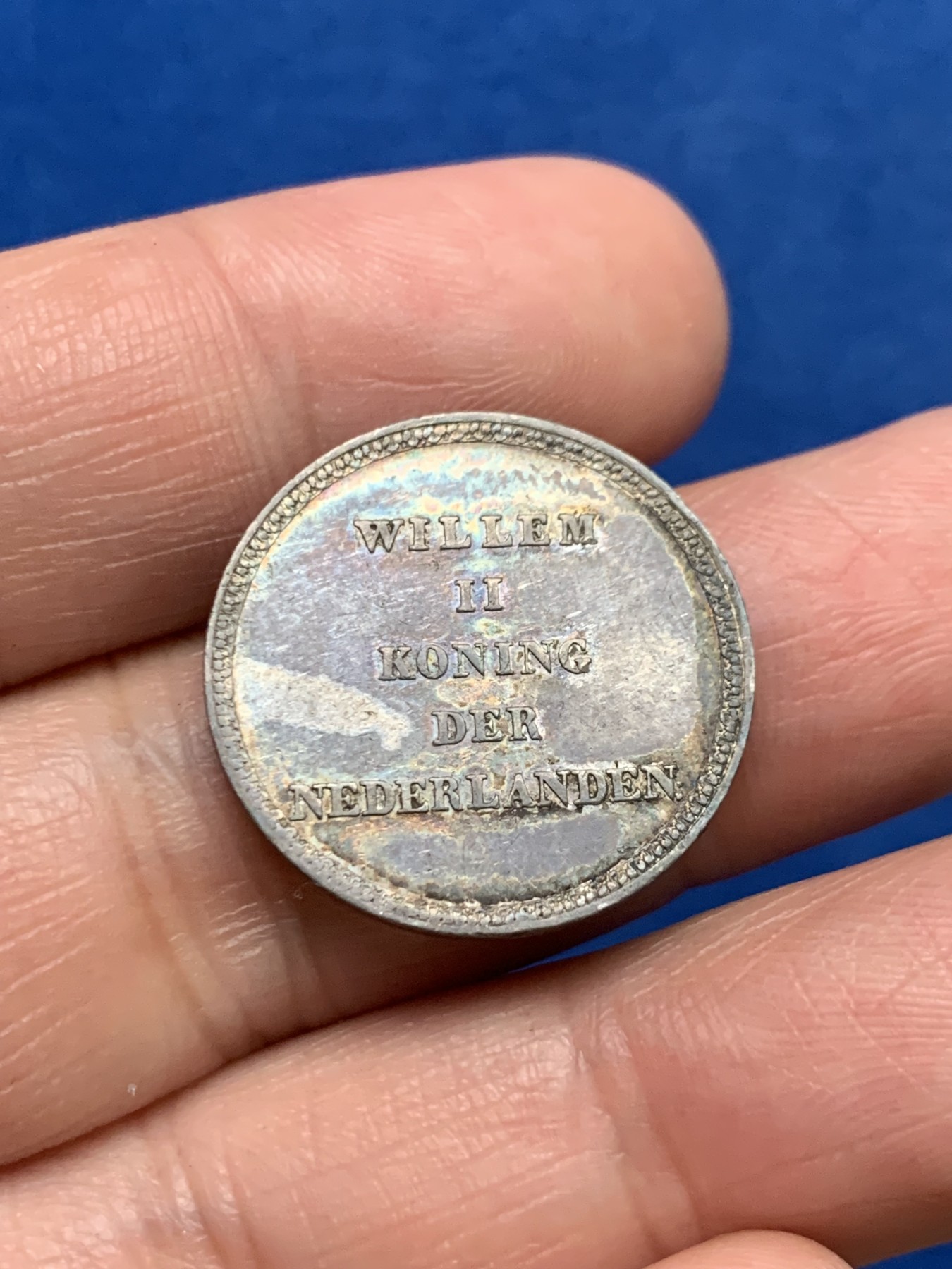 《竞宝斋》第249场-周日，周一 ，周二3场连拍 (全场包邮) 1840 荷兰威廉二世小银章，直径23mm，约3.4克