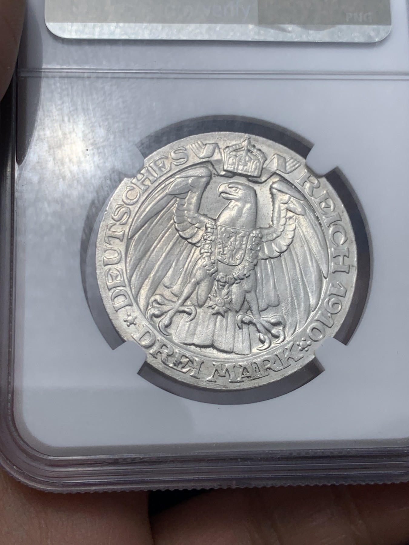 《竞宝斋》第249场-周日，周一 ，周二3场连拍 (全场包邮) NGC MS64 德国普鲁士 1910年 柏林大学纪念 3马克 银币