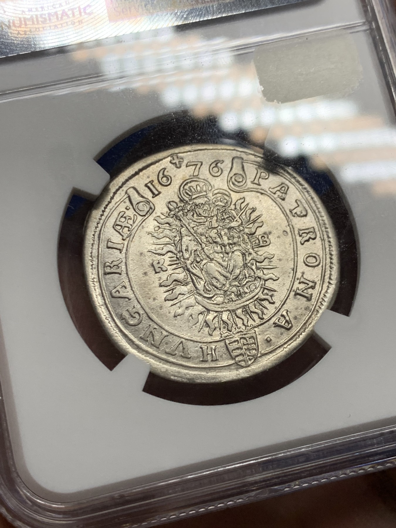 《竞宝斋》第249场-周日，周一 ，周二3场连拍 (全场包邮) NGC  AU53  匈牙利 1676年利奥波德一世15K