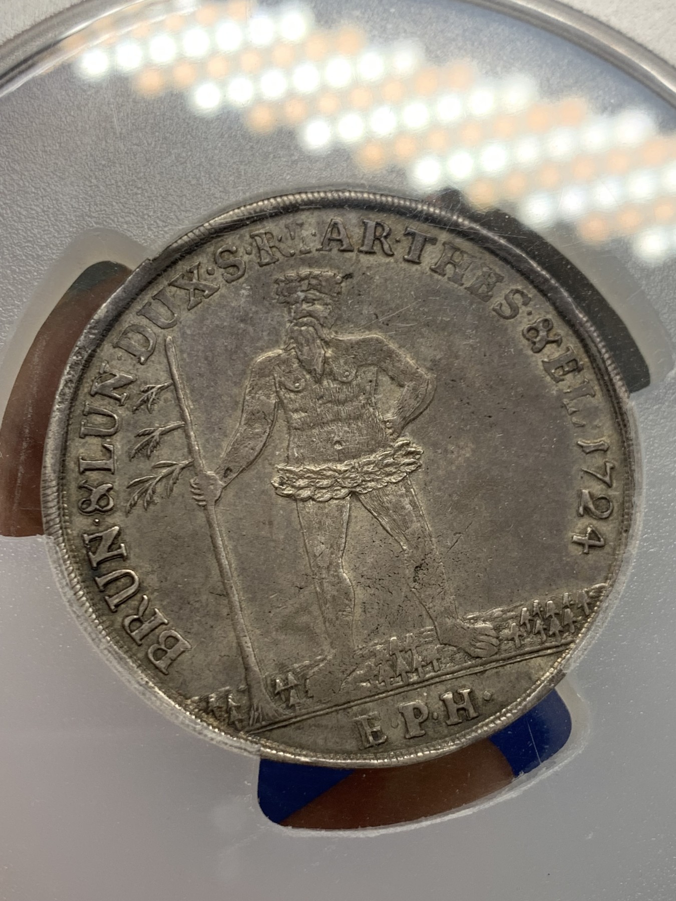 《竞宝斋》第249场-周日，周一 ，周二3场连拍 (全场包邮) PCGS  AU58 德国 1724年 布伦瑞克泰勒，PCGS冠军分，状态极佳，大盒子完好