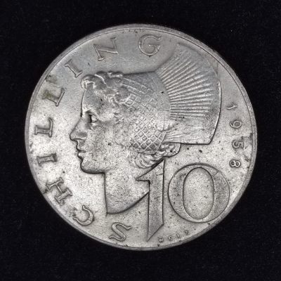 巴斯克收藏第242期 散币专场 3月 26/27/28 号三场连拍 全场包邮 - 奥地利 1958年 10先令银币