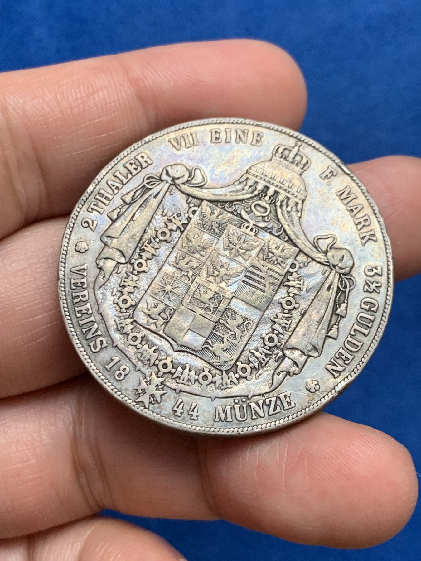 《竞宝斋》第249场-周日，周一 ，周二3场连拍 (全场包邮) 1844年德国普鲁士威廉四世2泰勒银币