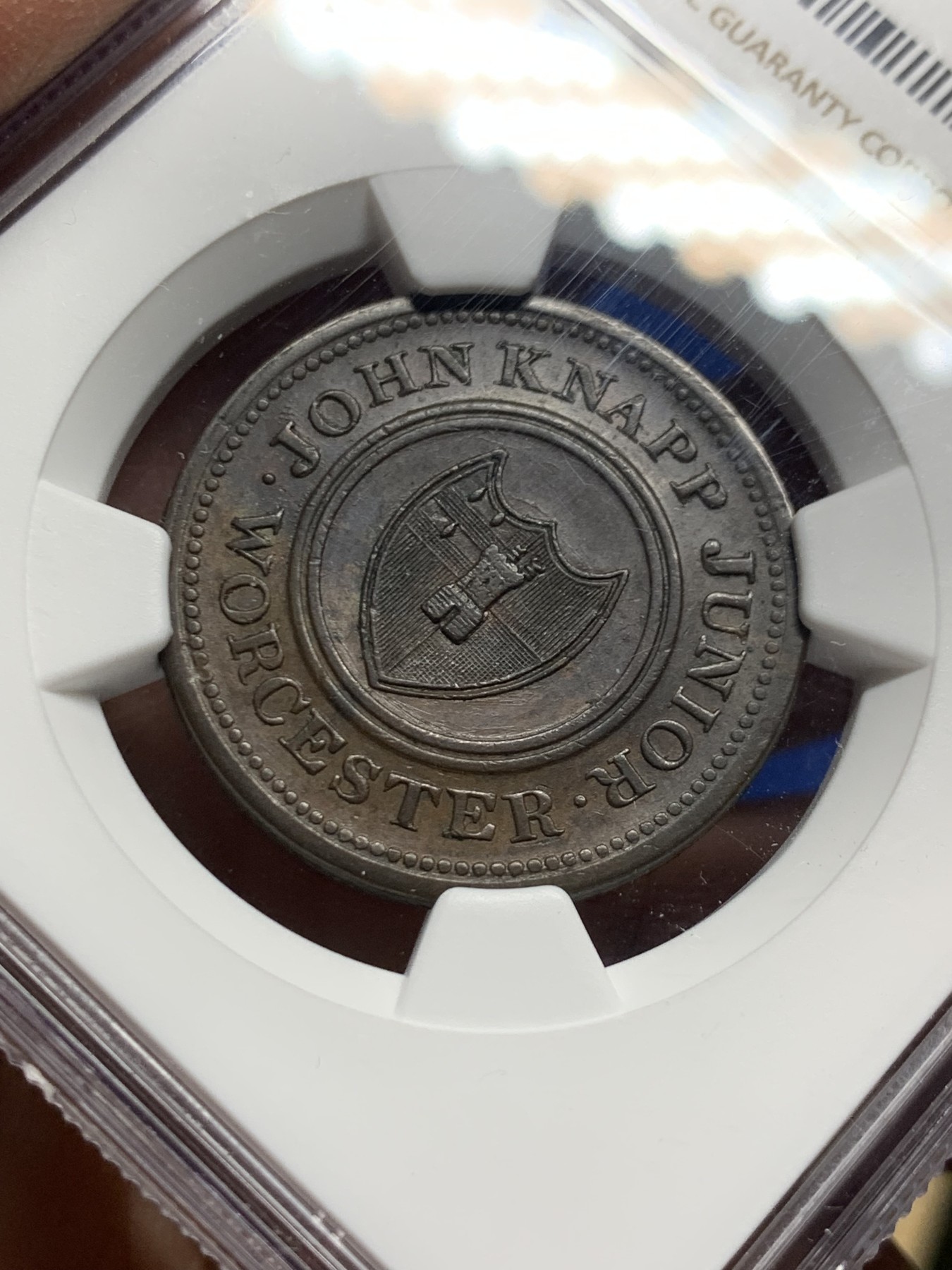 《竞宝斋》第249场-周日，周一 ，周二3场连拍 (全场包邮) NGC  MS62BN  英国  1813年  伍斯特1/2便士TOKEN代用币