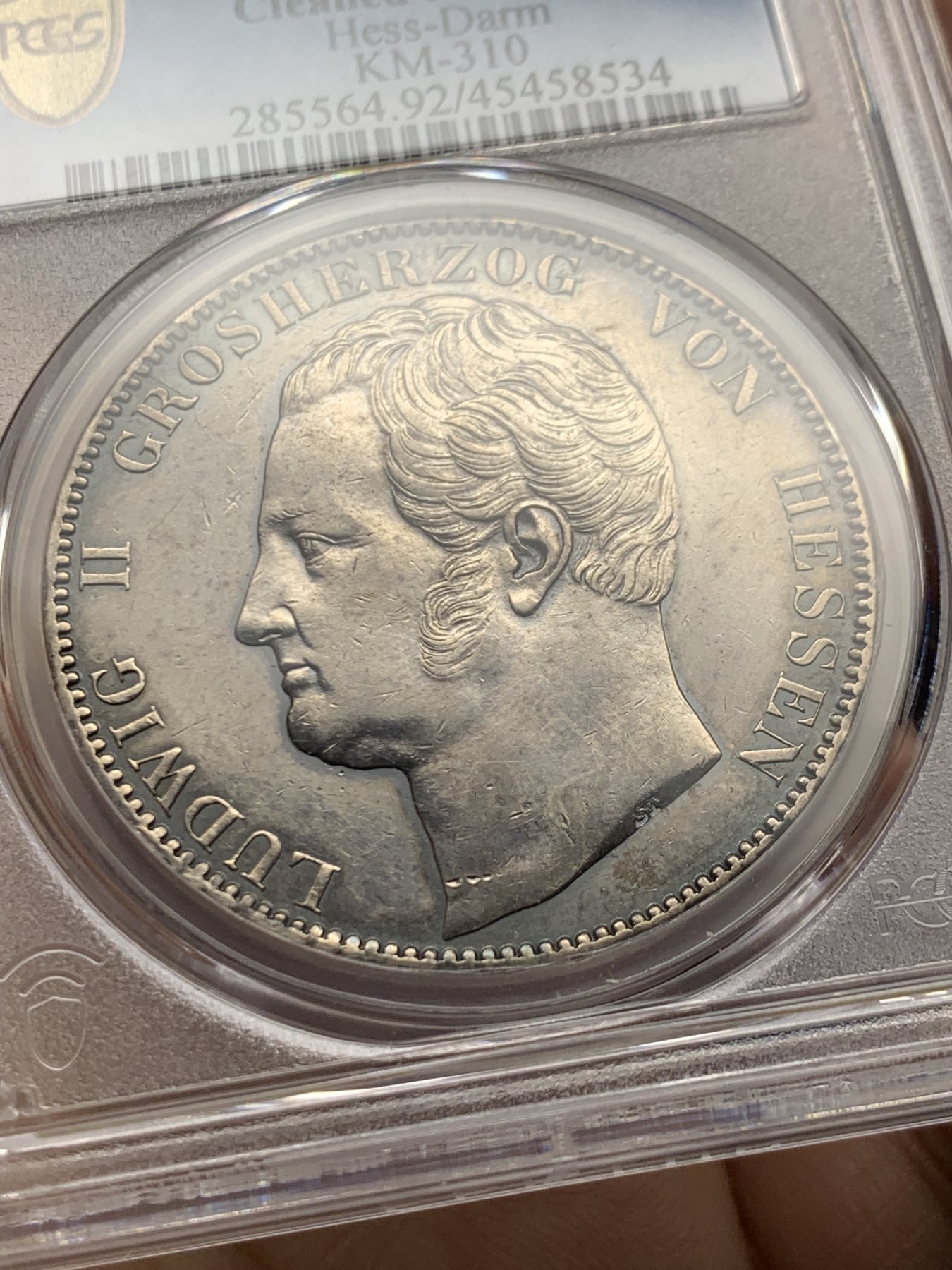 《竞宝斋》第249场-周日，周一 ，周二3场连拍 (全场包邮) PCGS  AUD  德国  1841年  黑森达姆施塔特2泰勒