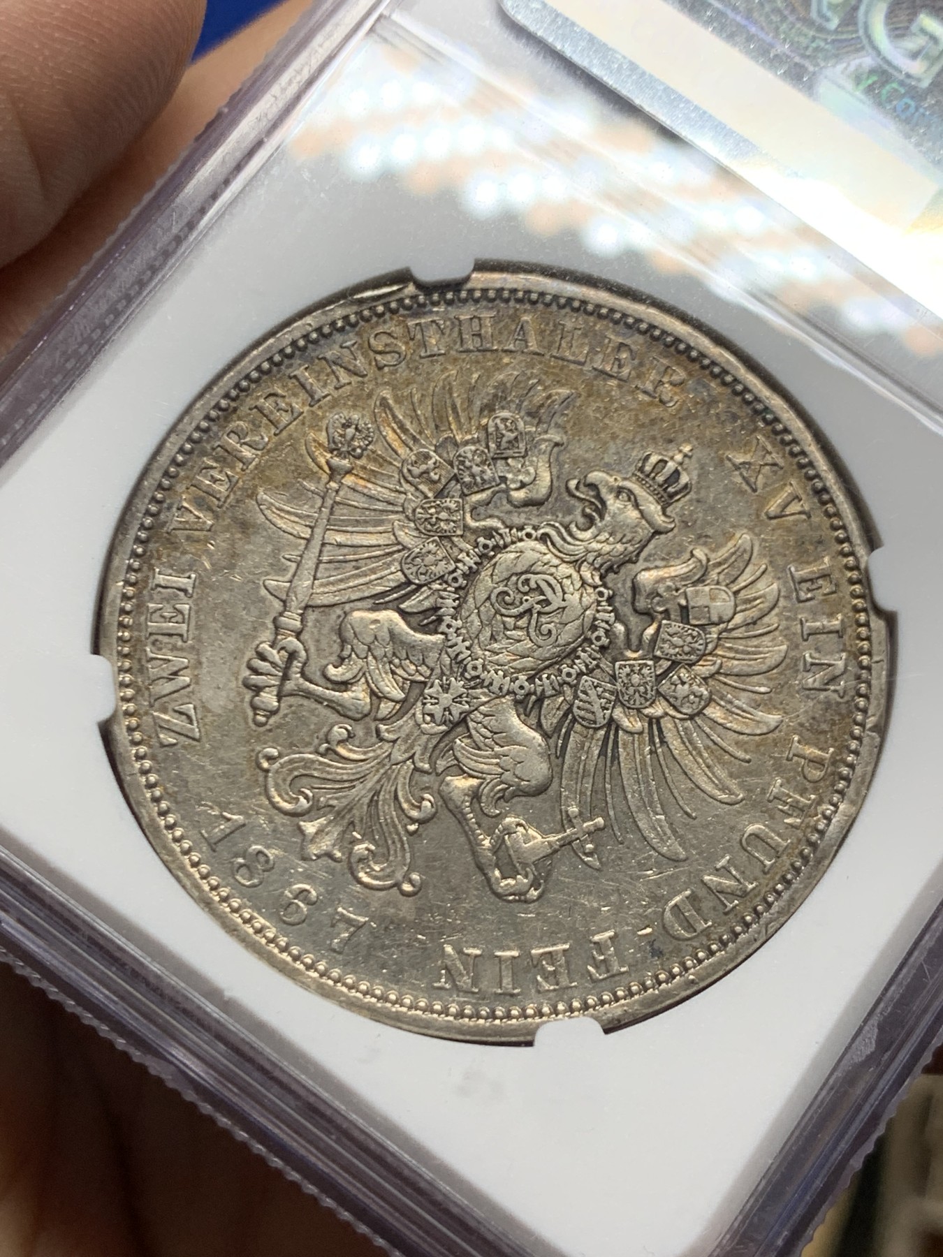 《竞宝斋》第249场-周日，周一 ，周二3场连拍 (全场包邮) NGC  AUD  德国  1867年  普鲁士威廉一世大鸟2泰勒，MS价格早已经飞起，这可性价比不错