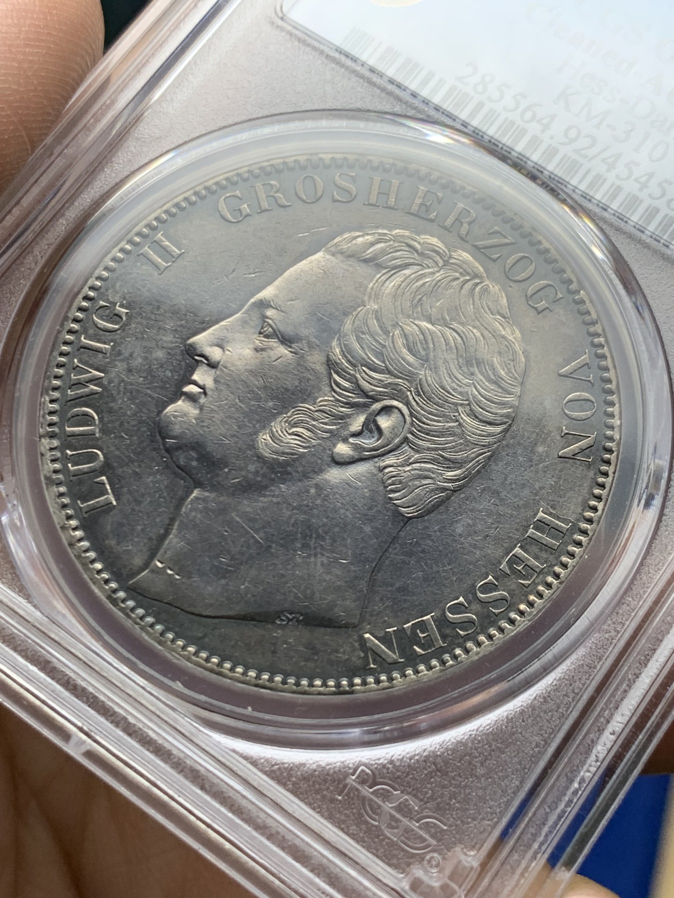 《竞宝斋》第249场-周日，周一 ，周二3场连拍 (全场包邮) PCGS  AUD  德国  1841年  黑森达姆施塔特2泰勒
