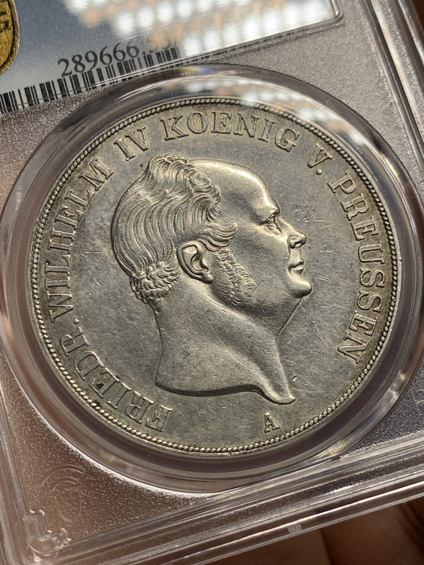 《竞宝斋》第249场-周日，周一 ，周二3场连拍 (全场包邮) PCGS  AU53  德国  1855年  普鲁士威廉四世2泰勒
