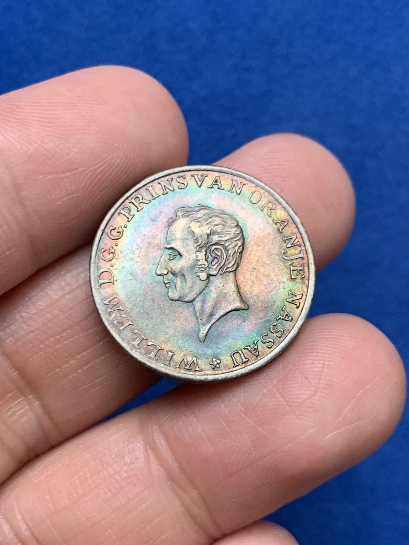 《竞宝斋》第249场-周日，周一 ，周二3场连拍 (全场包邮) 1814 荷兰国王威廉小银章，直径23mm，约6.1克