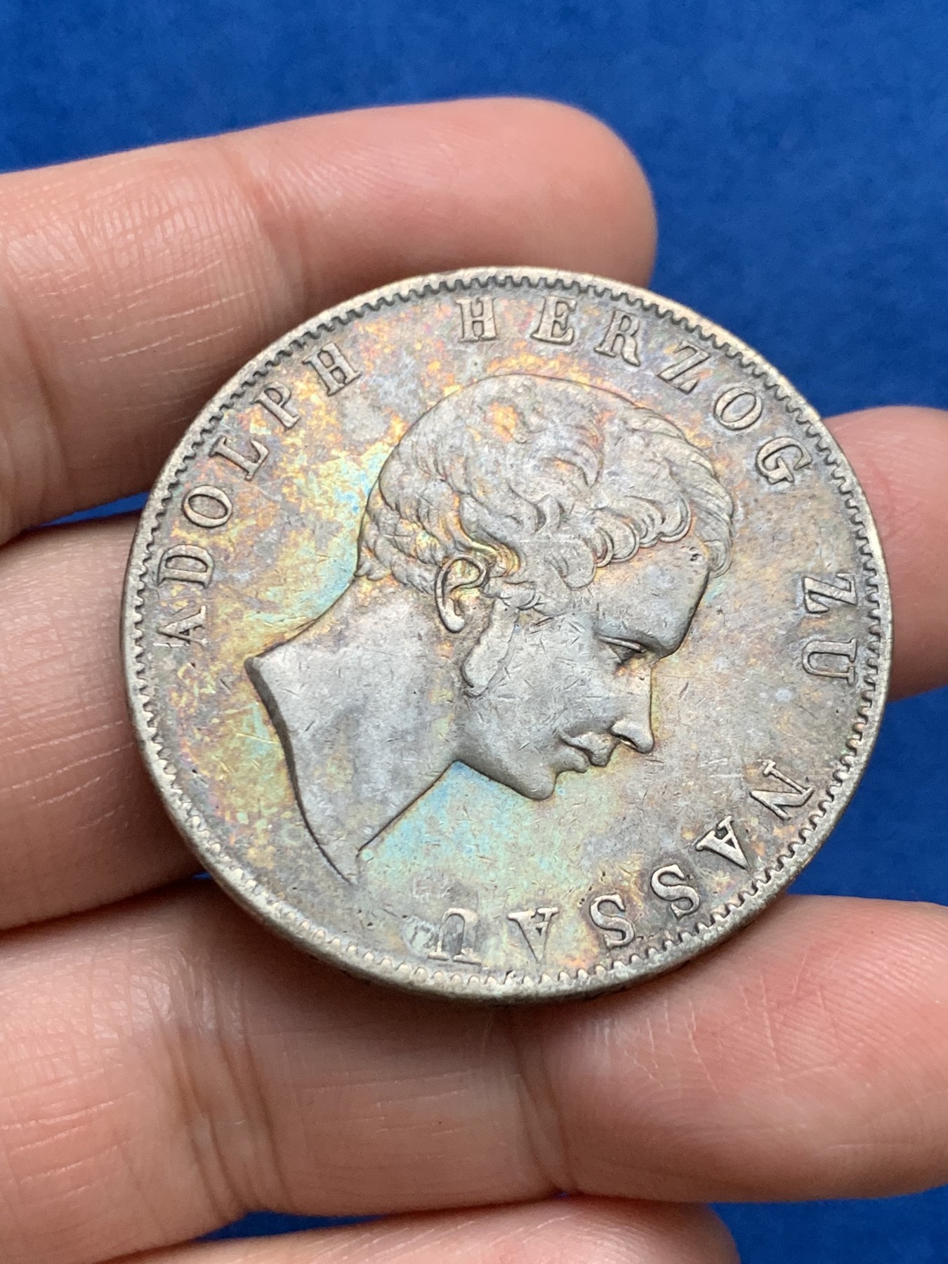 《竞宝斋》第249场-周日，周一 ，周二3场连拍 (全场包邮) 1854年德国拿骚阿道夫2泰勒银币