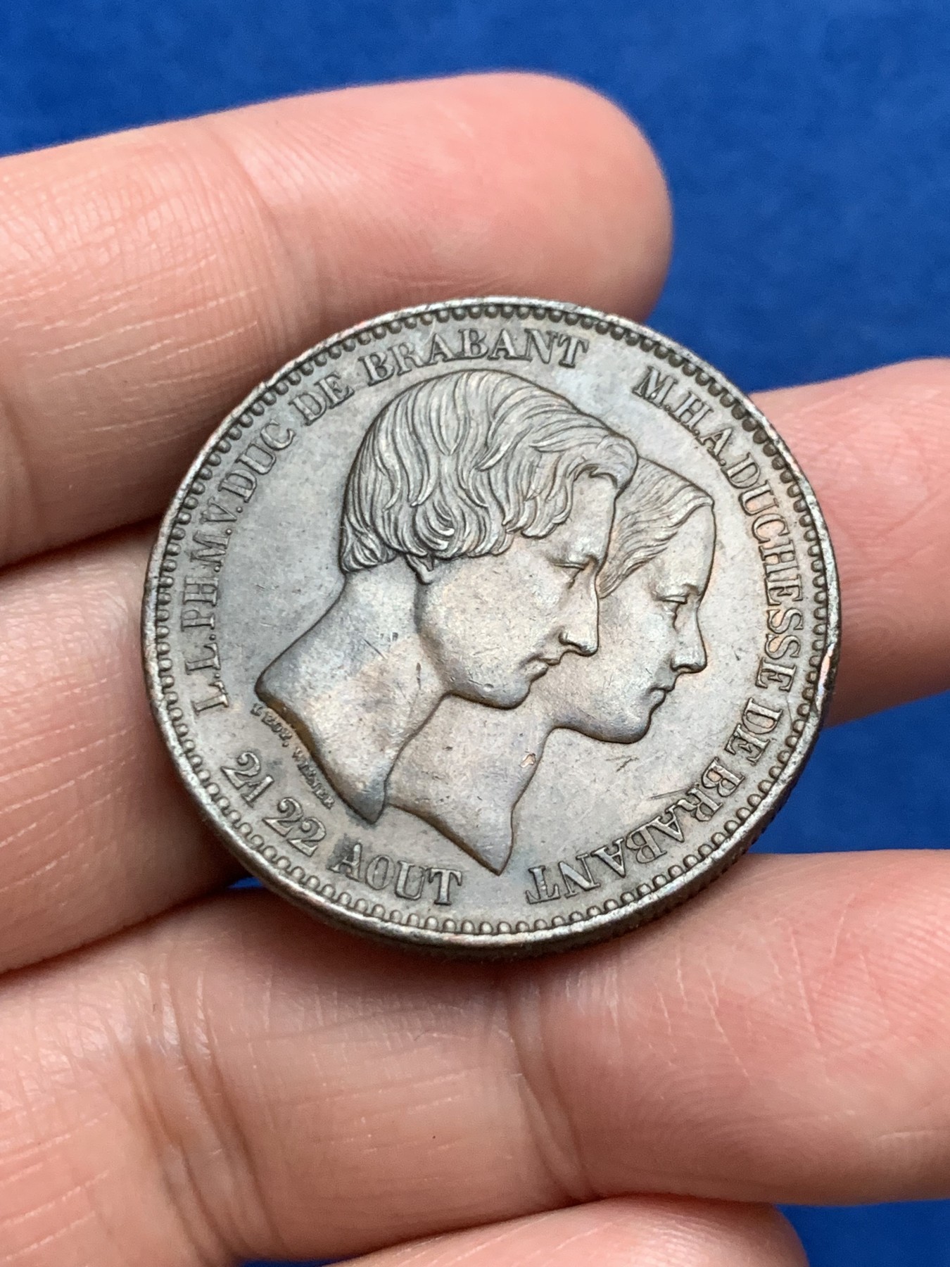 《竞宝斋》第249场-周日，周一 ，周二3场连拍 (全场包邮) 1853年比利时结婚纪念10分大铜币