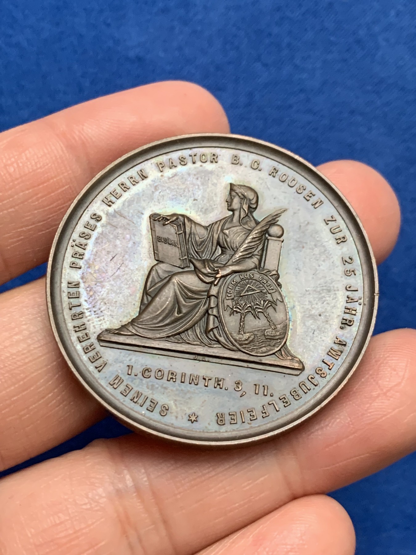 《竞宝斋》第249场-周日，周一 ，周二3场连拍 (全场包邮) 1870 德国卡尔卢森逝世25周年纪念铜章，直径42.5mm，约32.3克