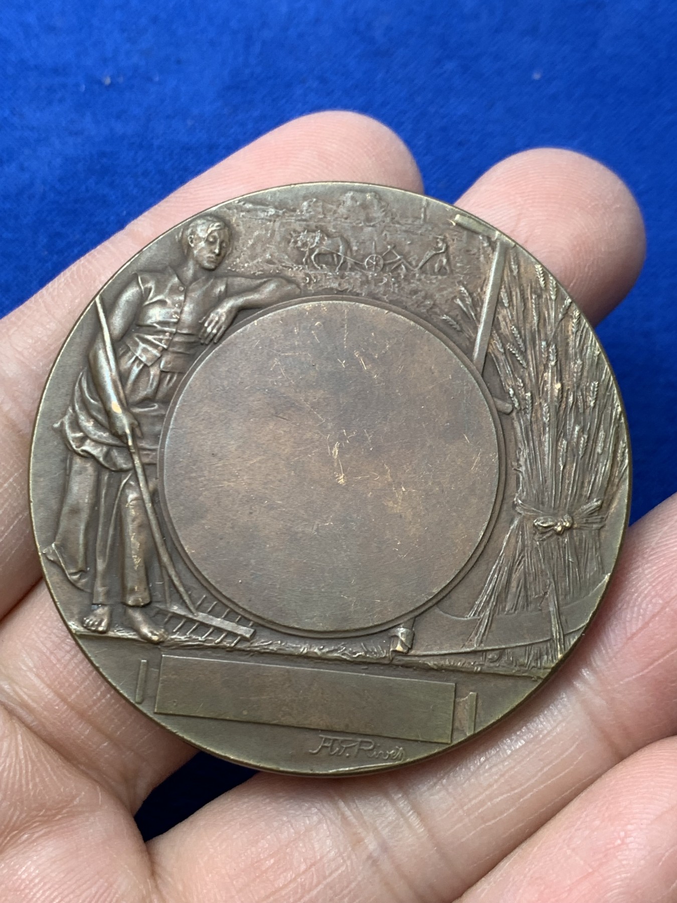 《竞宝斋》第249场-周日，周一 ，周二3场连拍 (全场包邮) 19世纪末法国农业铜章，直径49.6mm，约62.8克