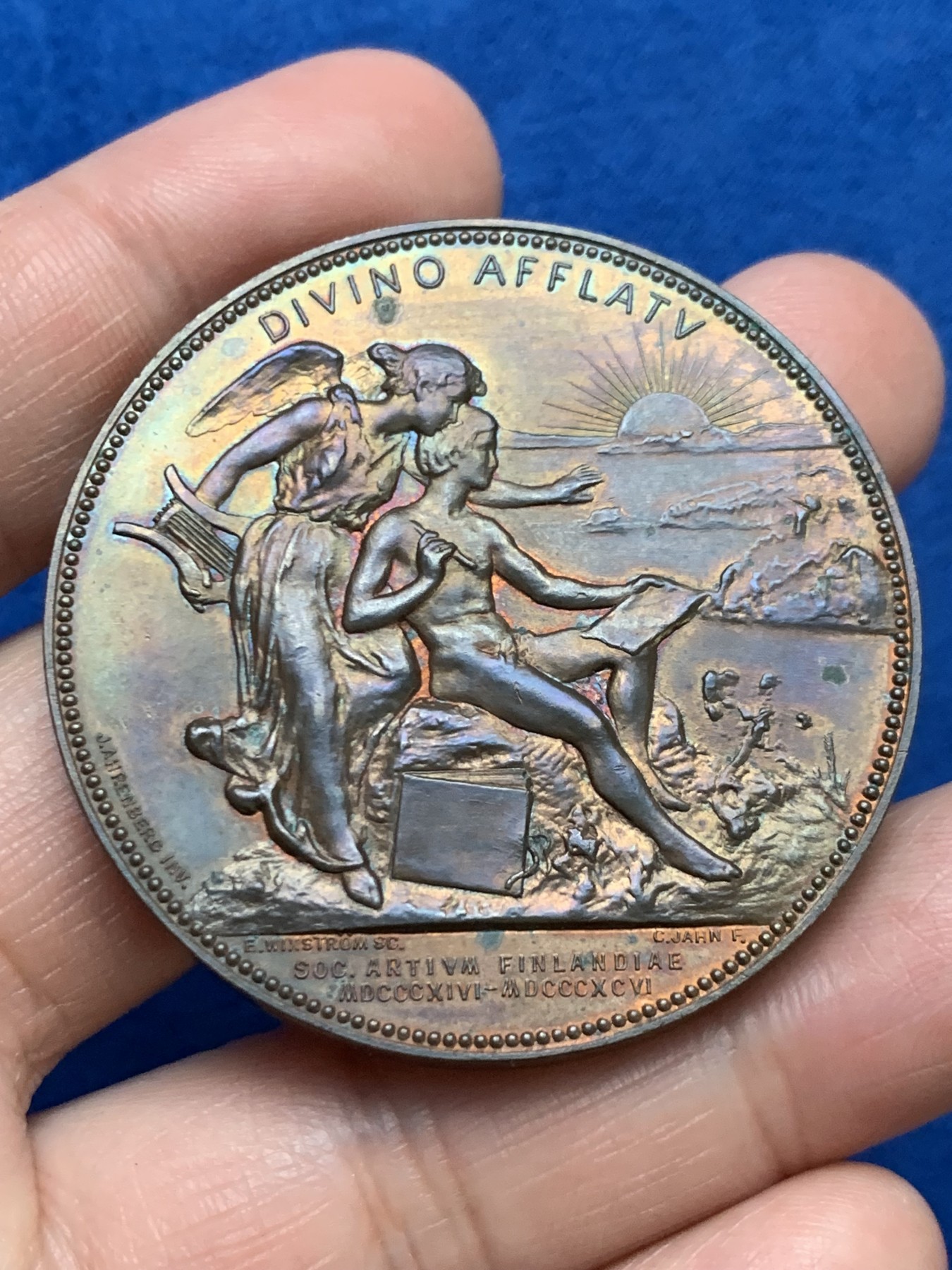 《竞宝斋》第249场-周日，周一 ，周二3场连拍 (全场包邮) 1846 芬兰艺术家协会铜章，直径47.5mm，约54.9克