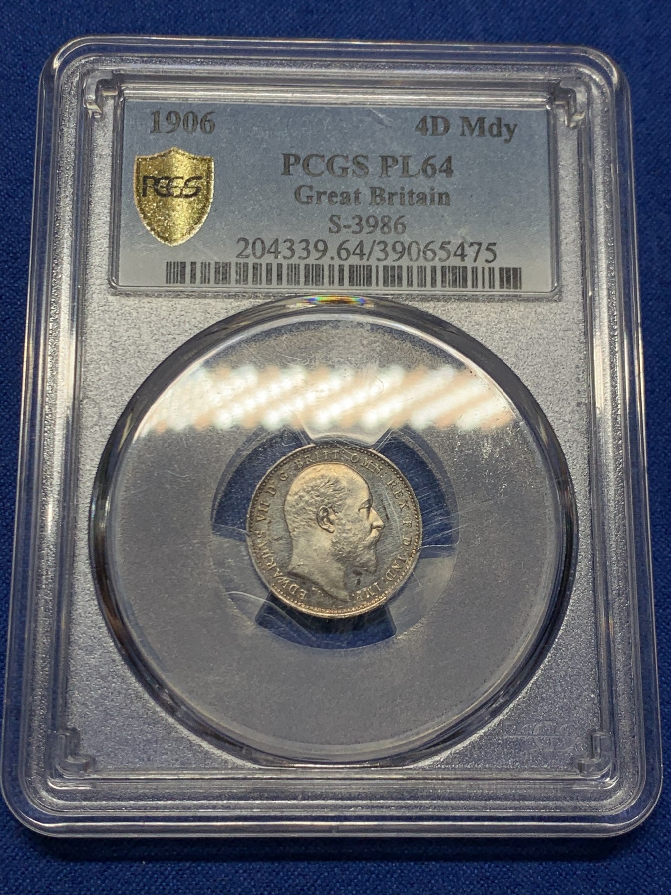 《竞宝斋》第249场-周日，周一 ，周二3场连拍 (全场包邮) PCGS  PL64  英国  1906年  爱德华七世濯足节4便士
