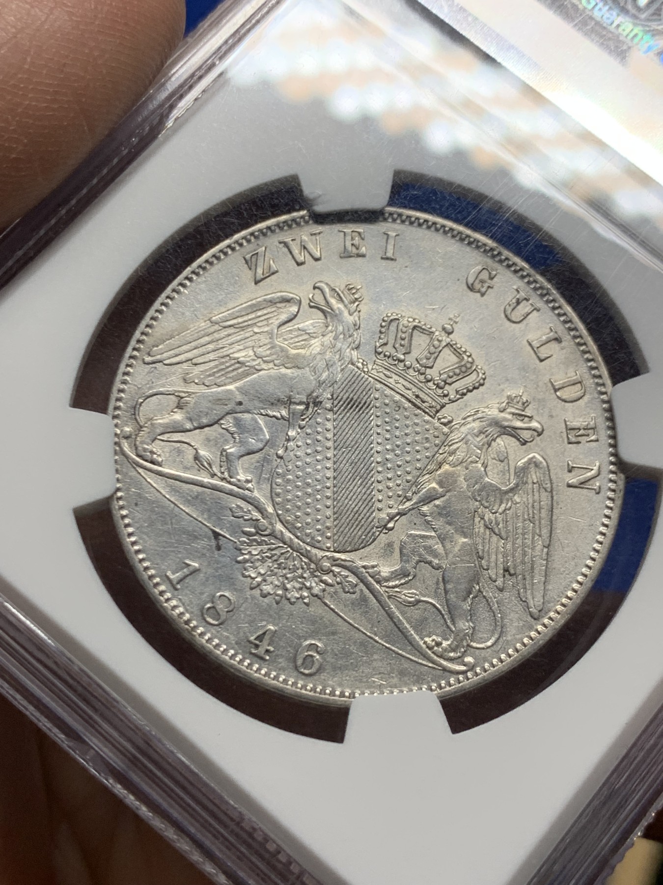 《竞宝斋》第249场-周日，周一 ，周二3场连拍 (全场包邮) NGC  AUD  德国  1846年  巴登利奥波德2盾