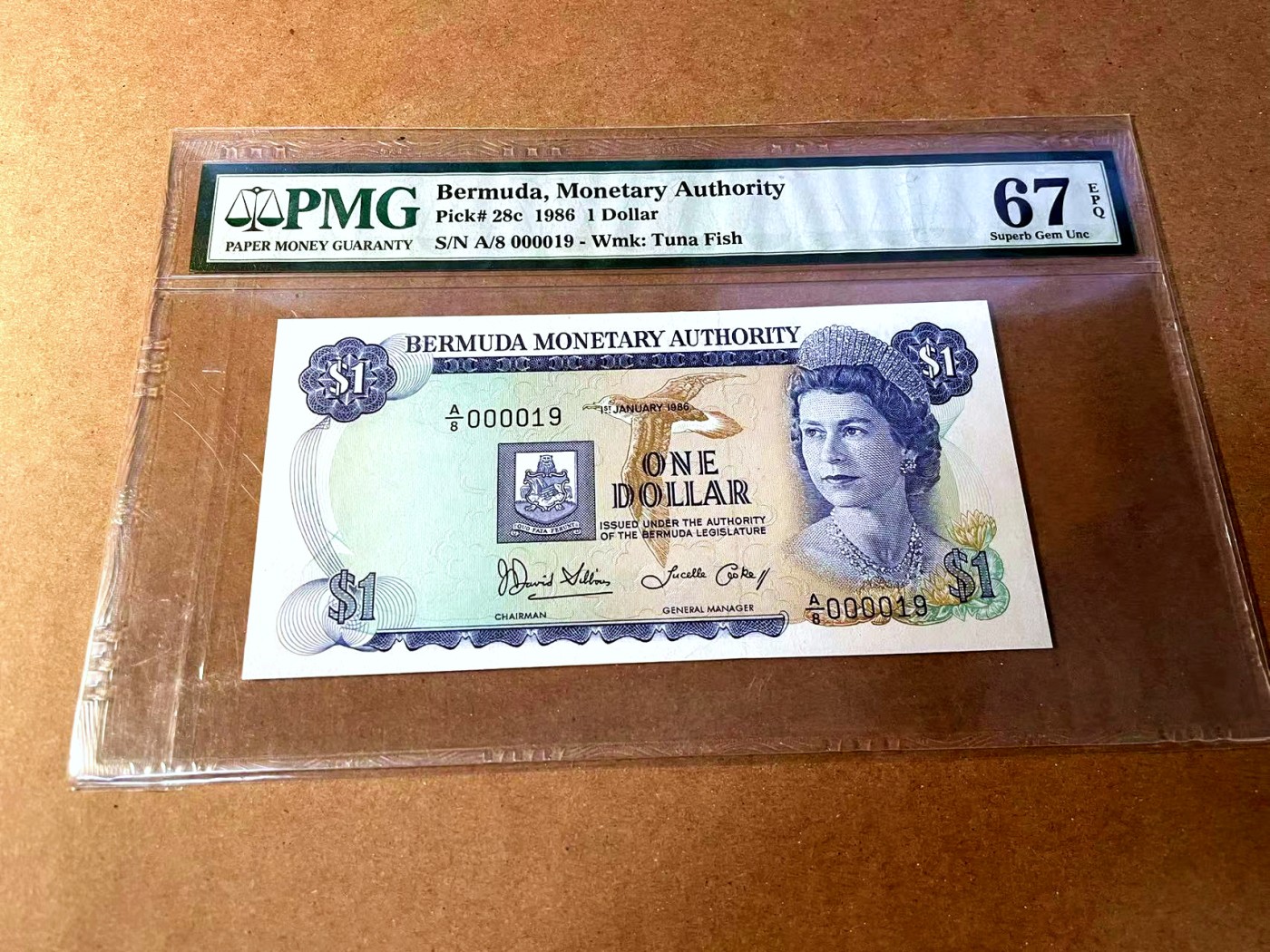 【Blue Auction】✨世界纸币精拍第448期【精】 【19小号】百慕大 1986年1元 女王 PMG67EPQ 高分