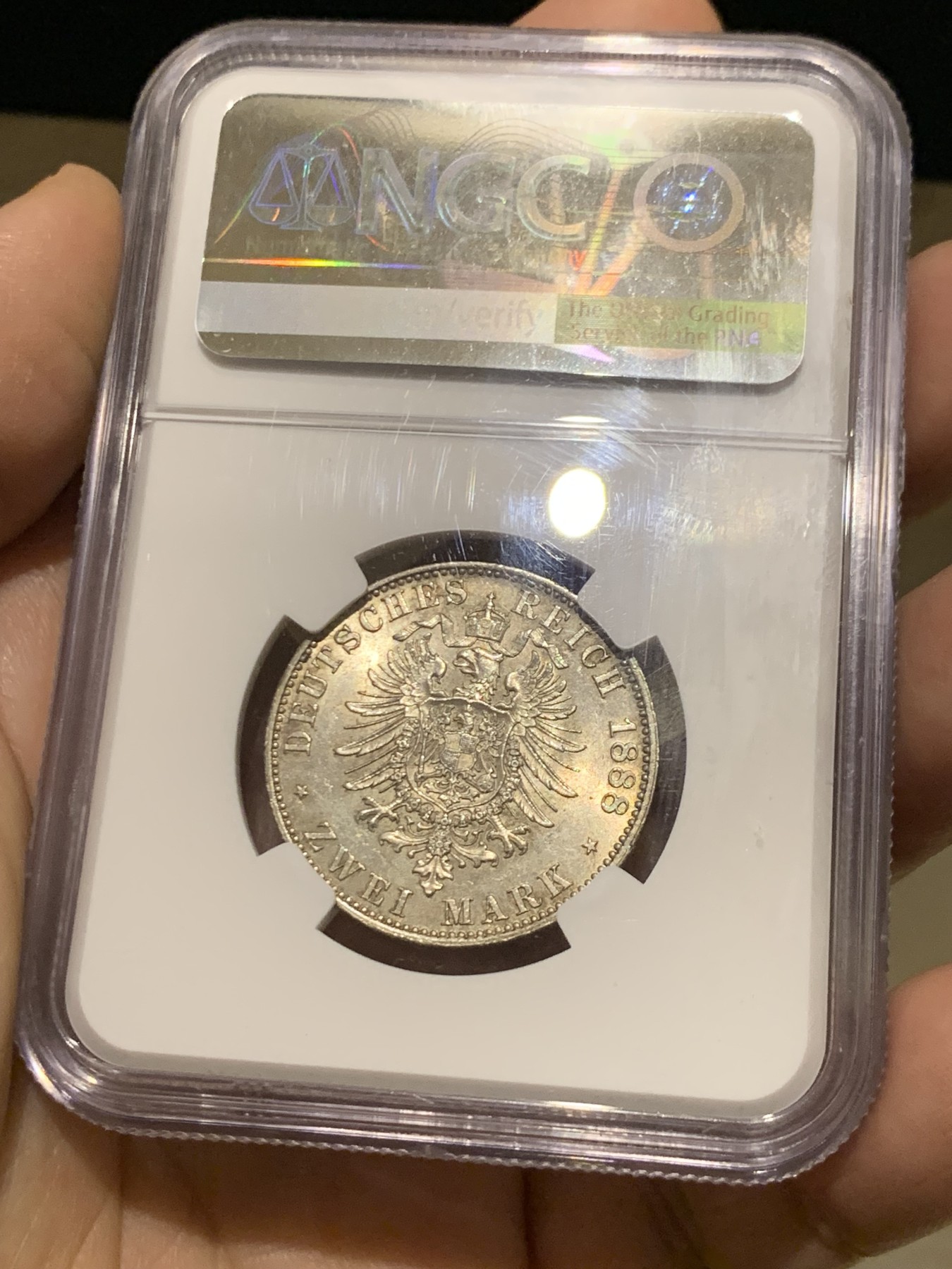 《竞宝斋》第249场-周日，周一 ，周二3场连拍 (全场包邮) NGC  MS64  德国  1888年  普鲁士弗里德里希2马克