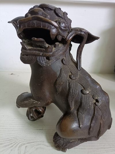 钱币，古钱币，古董杂项 明代8斤8两铜狮子