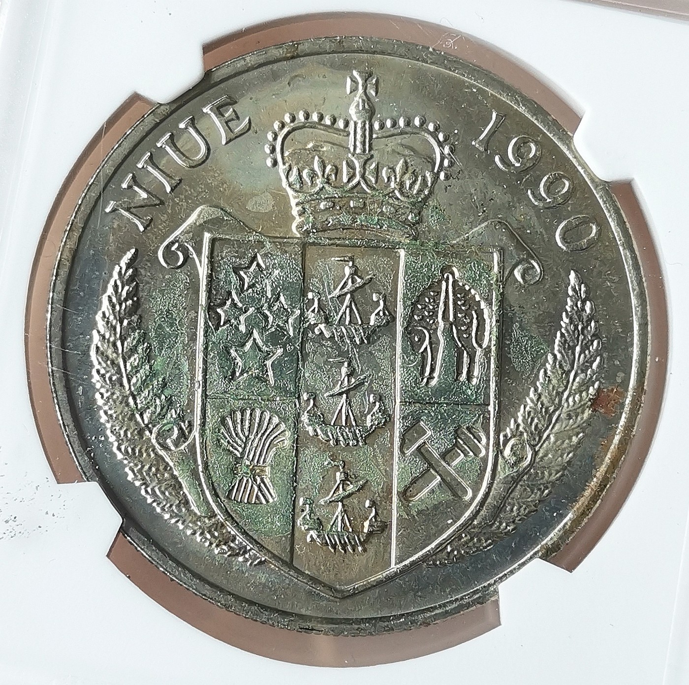 第一海外回流一元起拍收藏 散币专场 第72期 纽埃1990年5元罗斯福总统克朗型纪念大镍币 华夏评级