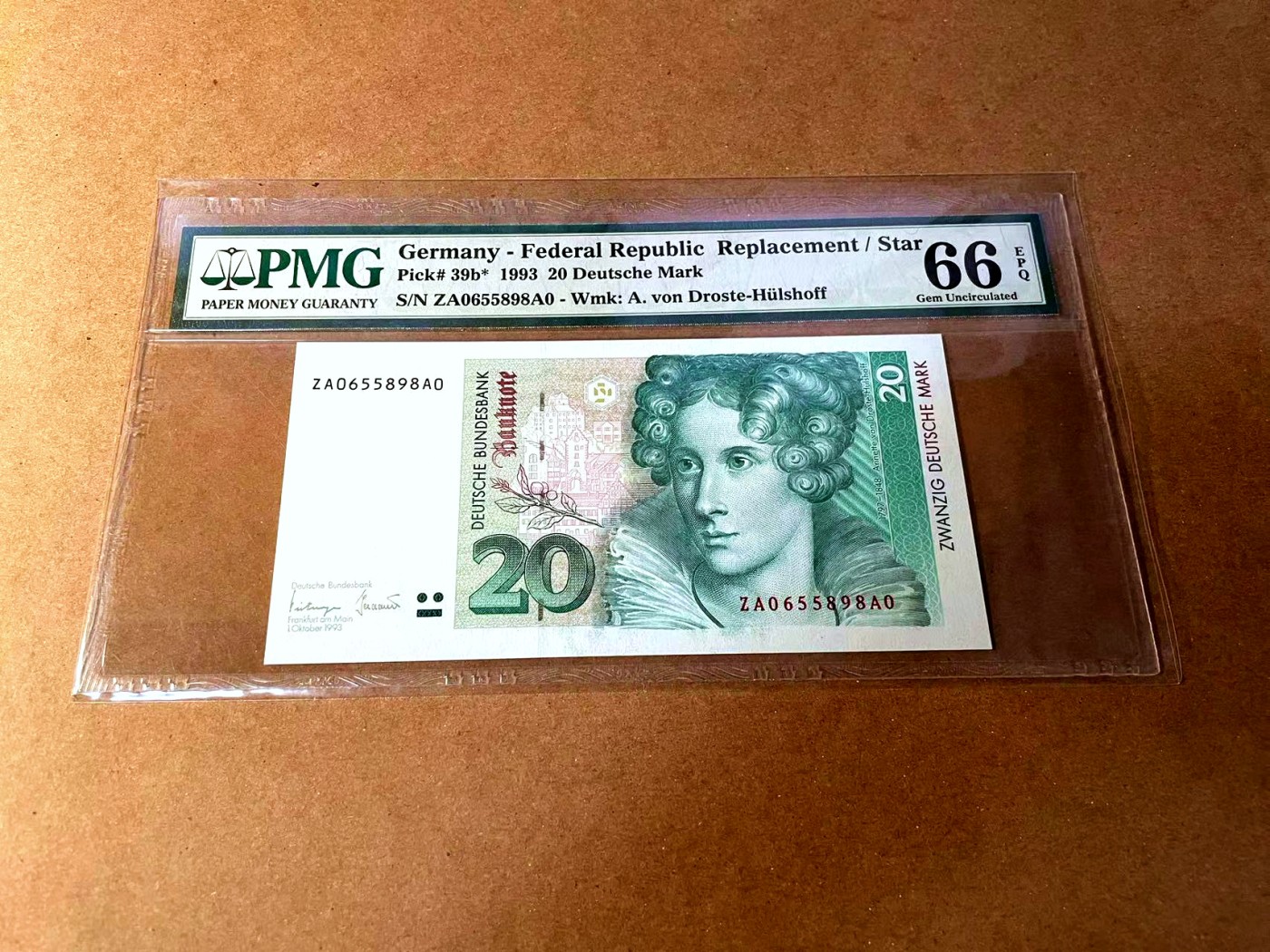 【Blue Auction】✨世界纸币精拍第448期【精】 【补号无47】德国 1993年20马克 PMG66EPQ 