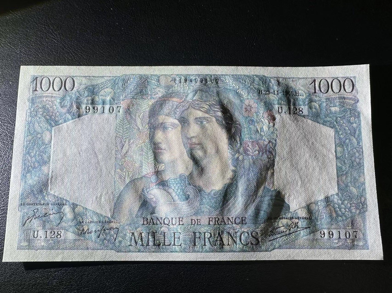 【Blue Auction】✨世界纸币精拍第448期【精】 法国 1945年1000法郎 全新UNC