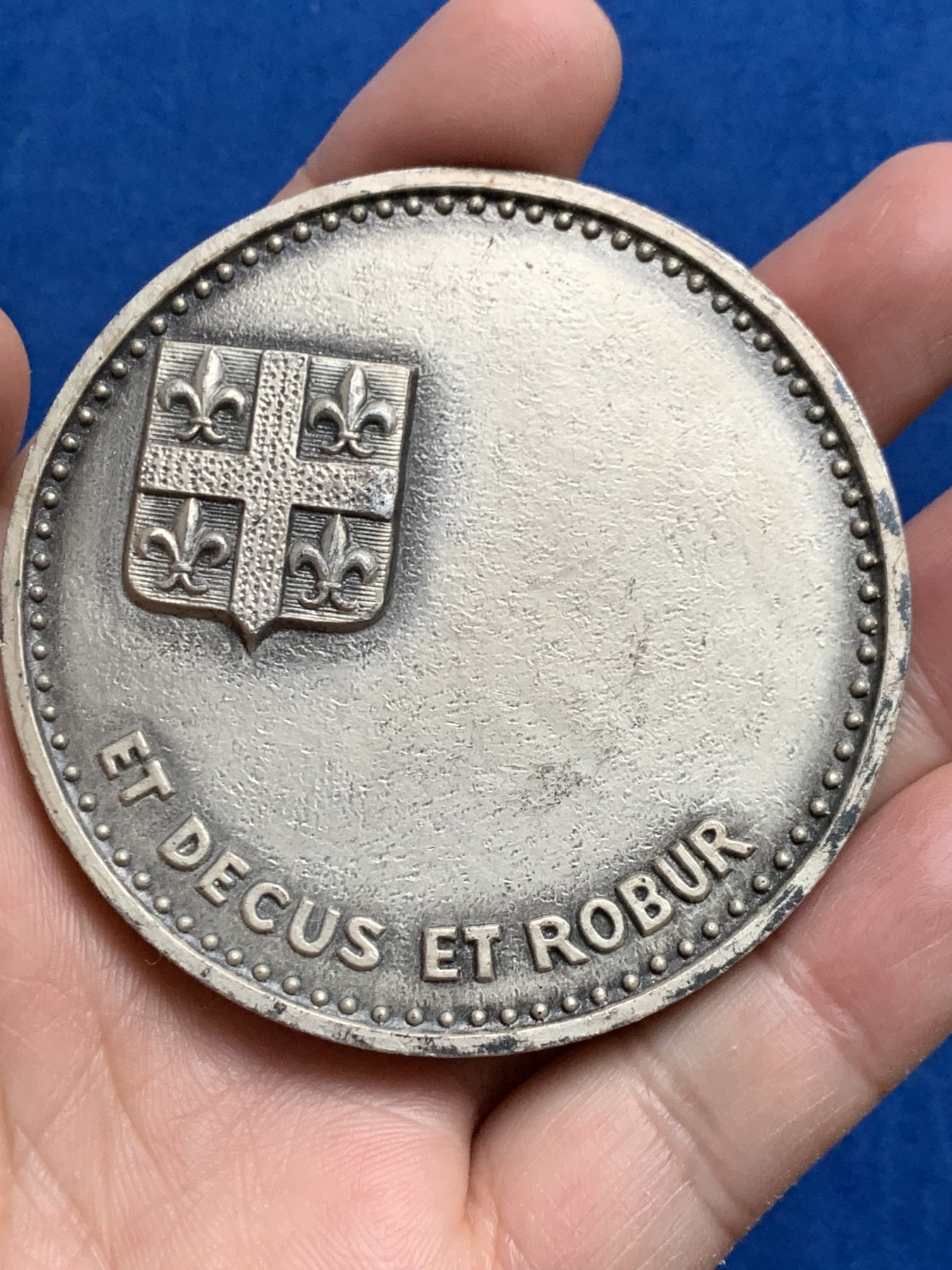 《竞宝斋》第250场-周日，周一 ，周二3场连拍 (全场包邮) 法国马恩河畔沙隆和德库斯和罗布尔银质奖章，187.05g，67.8mm，边铭丰饶角1ARGENT