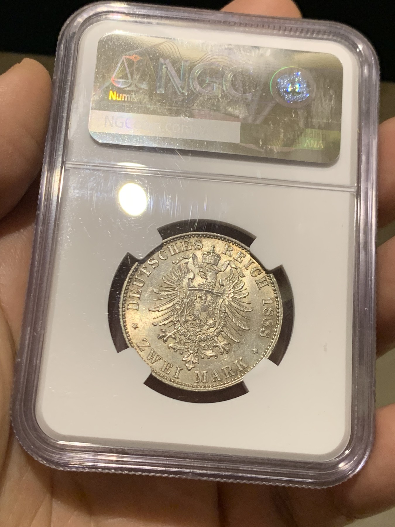 《竞宝斋》第249场-周日，周一 ，周二3场连拍 (全场包邮) NGC  MS64  德国  1888年  普鲁士弗里德里希2马克