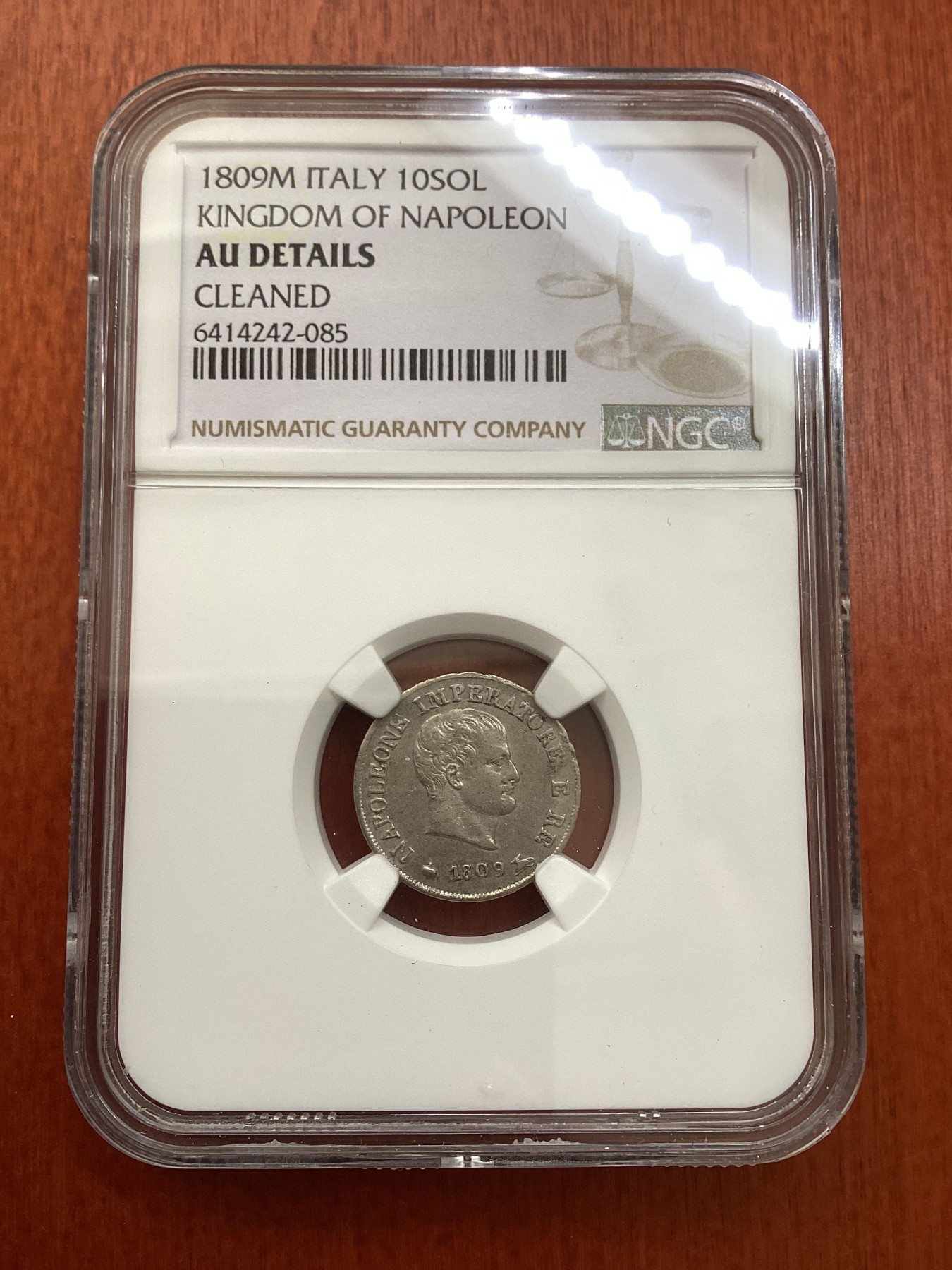长老汇龙年精选第三场 1809M 意大利拿破仑时期10索尔迪银币，NGC AUC，这个品种N盒出分仅有一枚