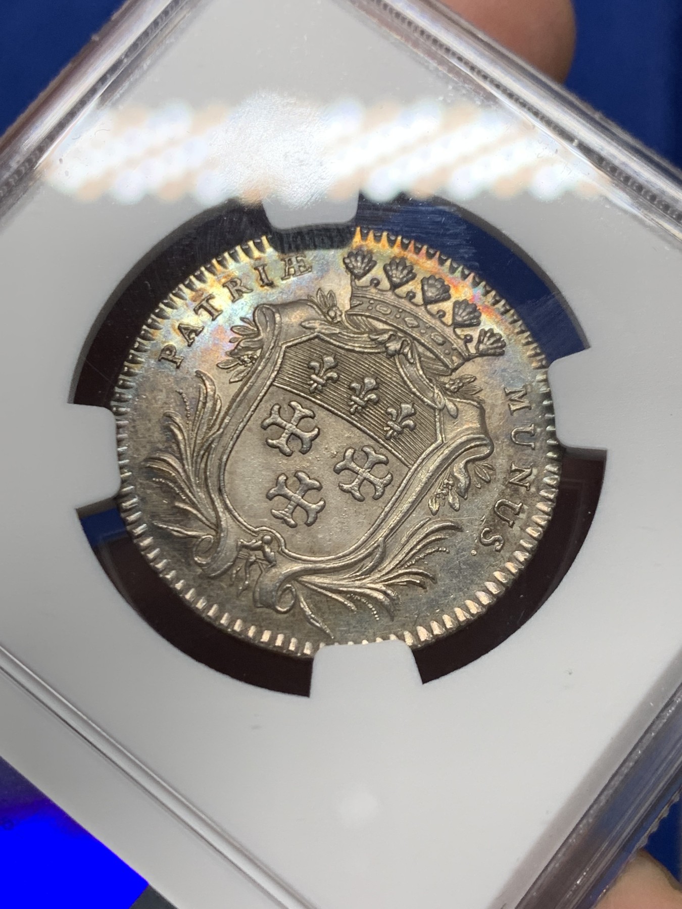 《竞宝斋》第250场-周日，周一 ，周二3场连拍 (全场包邮) NGC-MS64 法国穆兰市长雅克·赫尔哈德（1786-1790）银质jeton，带黄油底光