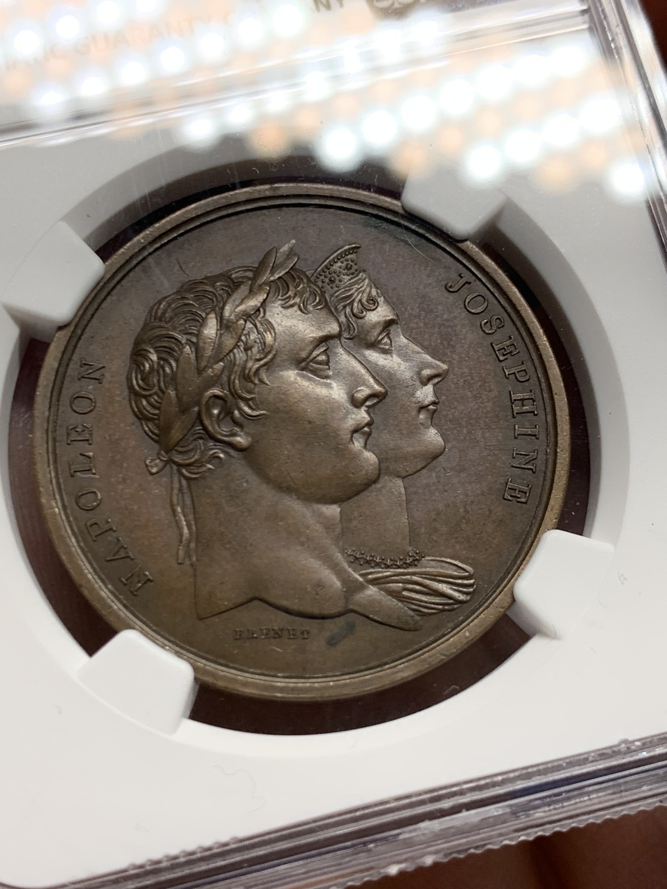 《竞宝斋》第250场-周日，周一 ，周二3场连拍 (全场包邮) NGC-MS62 法国1804年拿破仑与约瑟芬加冕典礼纪念铜章，早期光边原铸