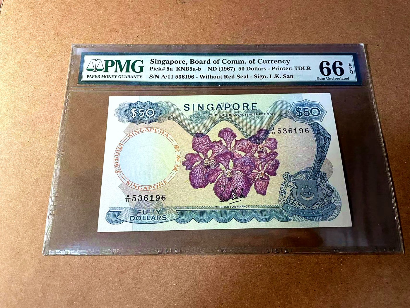 【Blue Auction】✨世界纸币精拍第448期【精】 【无47】新加坡 花版 1967年50元 PMG66EPQ 精美 老壳