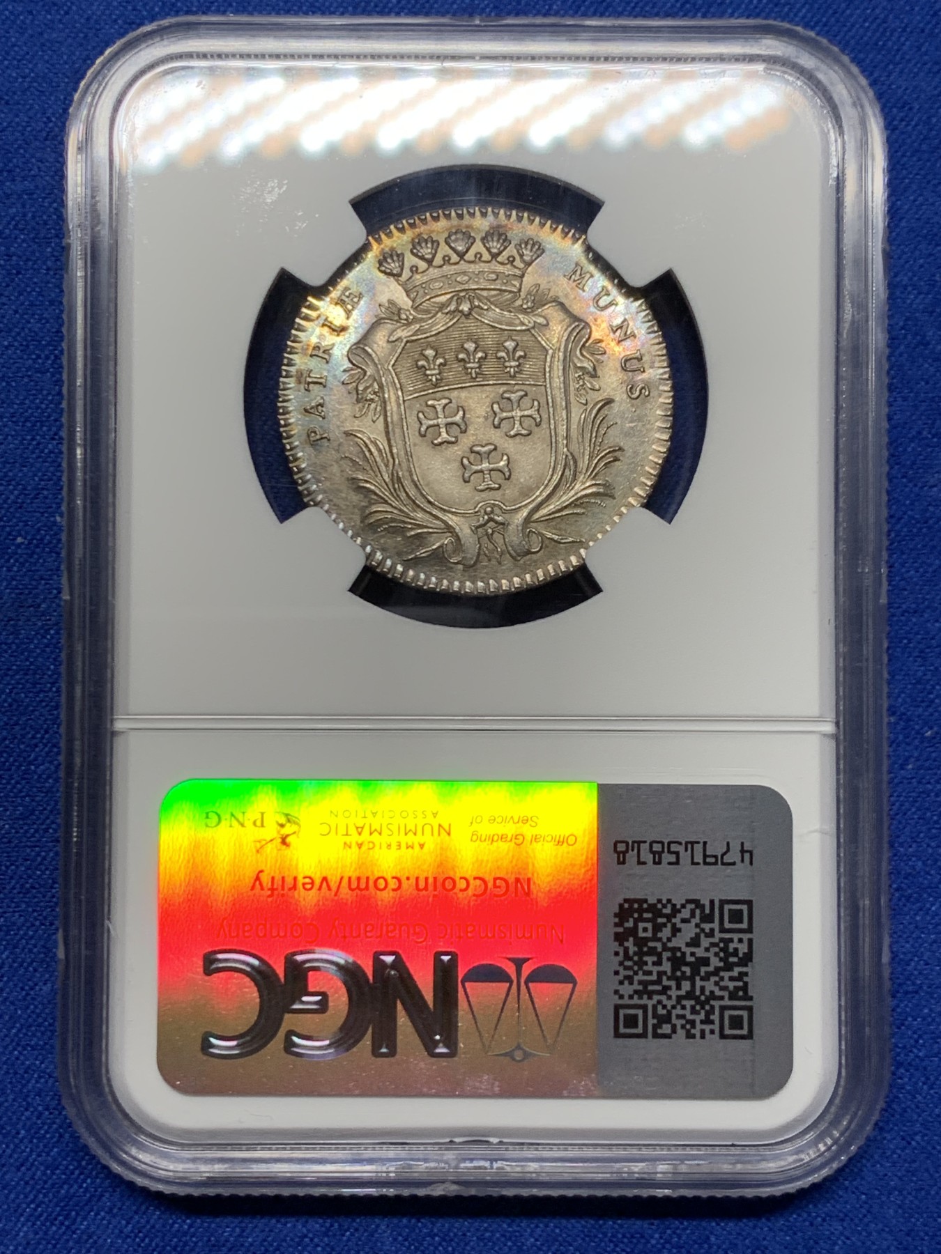 《竞宝斋》第250场-周日，周一 ，周二3场连拍 (全场包邮) NGC-MS64 法国穆兰市长雅克·赫尔哈德（1786-1790）银质jeton，带黄油底光