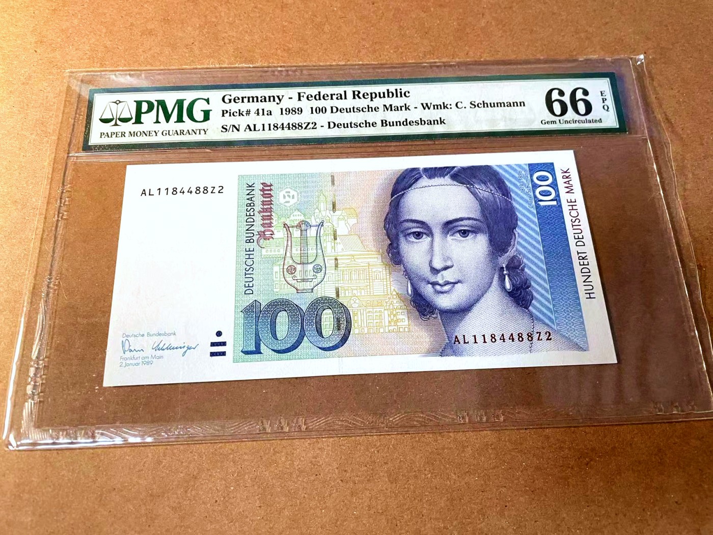 【Blue Auction】✨世界纸币精拍第448期【精】 【a版88尾】德国 1989年100马克 克拉拉 PMG66EPQ 