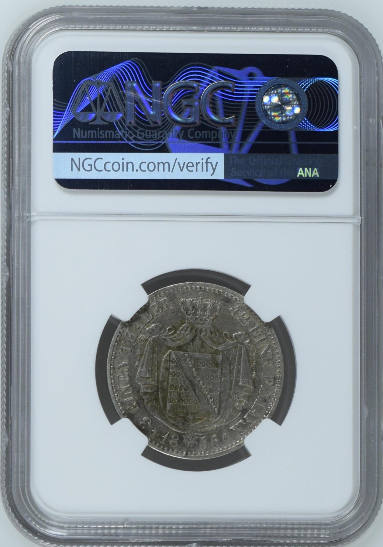 长老汇龙年精选第三场 1856 F 德国萨克逊1/3泰勒银币，NGC AUC