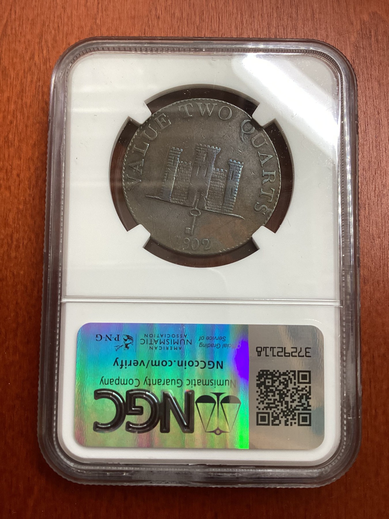 长老汇龙年精选第三场 1802 直布罗陀塔楼2Q铜币，NGC XFD