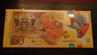 【世界钱币】精选微拍第98期暨2024年第9期  2015年特立尼达和多巴哥50 塑料钞 全新绝品尾号603