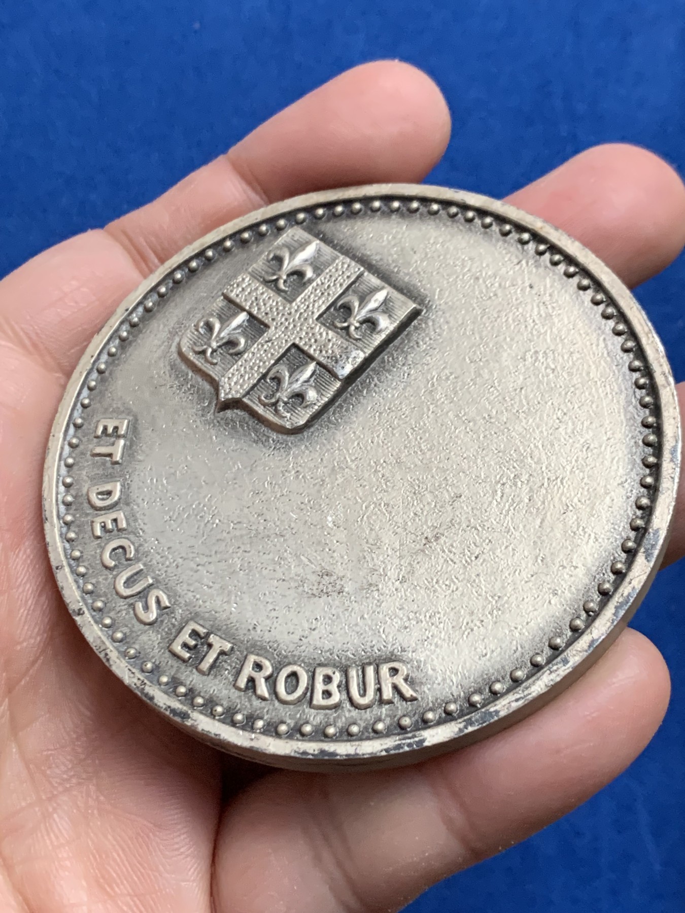 《竞宝斋》第250场-周日，周一 ，周二3场连拍 (全场包邮) 法国马恩河畔沙隆和德库斯和罗布尔银质奖章，187.05g，67.8mm，边铭丰饶角1ARGENT