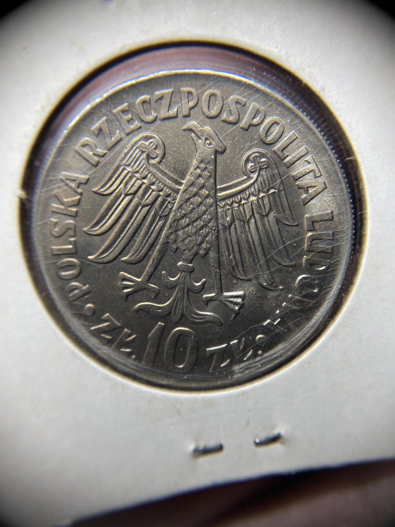 2024年集古藏今外币拍卖第二期-第7场-捷克斯洛伐克和波兰专场（总第17拍） 少见带光-1964年波兰10兹罗提-波兰雅盖隆大学建校600周年（铭文阴刻版）