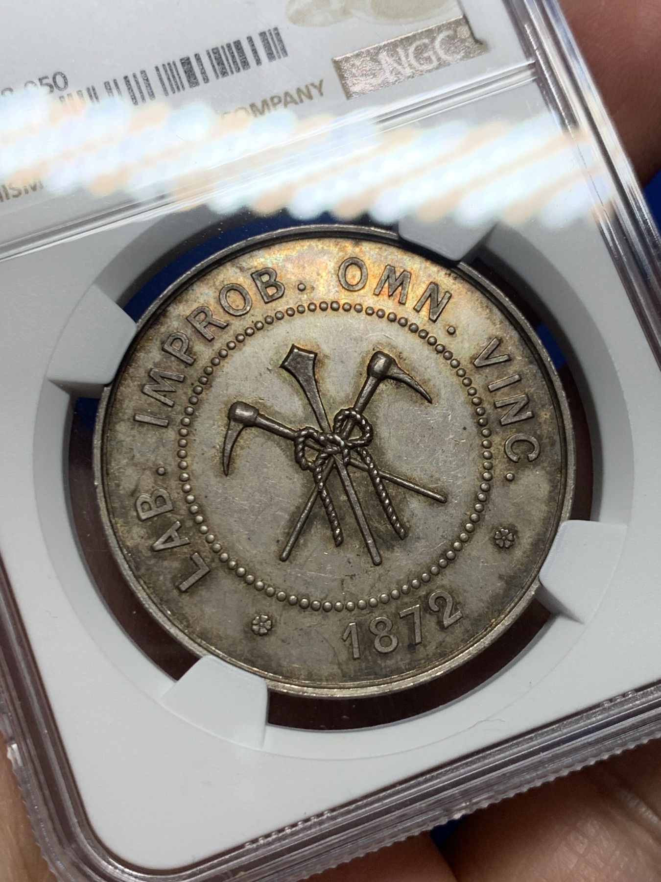 《竞宝斋》第250场-周日，周一 ，周二3场连拍 (全场包邮) NGC-MS63 法国杜埃煤炭公司银质jeton，蜜蜂边铭