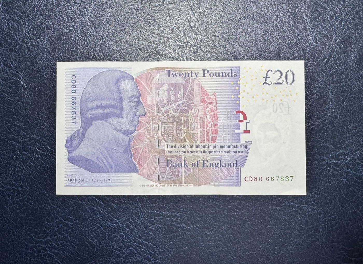 收藏联盟Quantum Auction 第332期拍卖  英国2006年版20镑 品相UNC-  细节如图 经济学家亚当史密斯