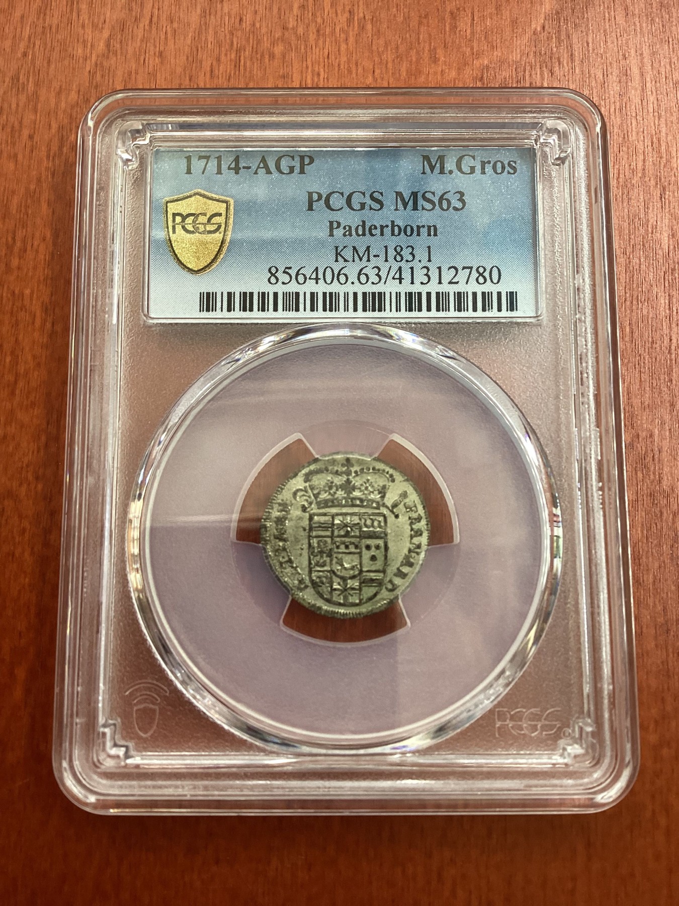 长老汇龙年精选第三场 1714-AGP 德国帕德博恩1/36泰勒银币，PCGS MS63分，唯一冠军分，克书编号KM-183.1，XF40分标价175美金，300年前的老物件