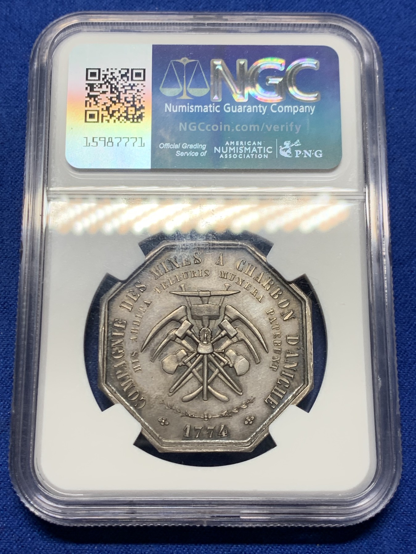 《竞宝斋》第250场-周日，周一 ，周二3场连拍 (全场包邮) NGC-UNCD 法国八角银章，安尼什采矿和锻造公司